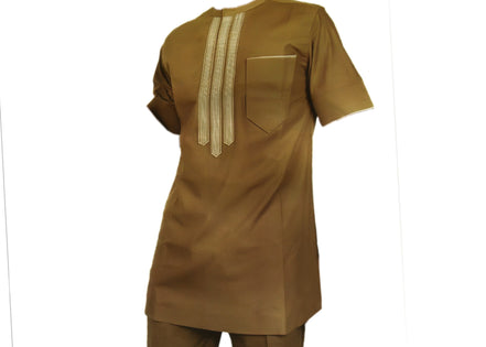 3 Stripes Brown Kaftan Short Sleeves
