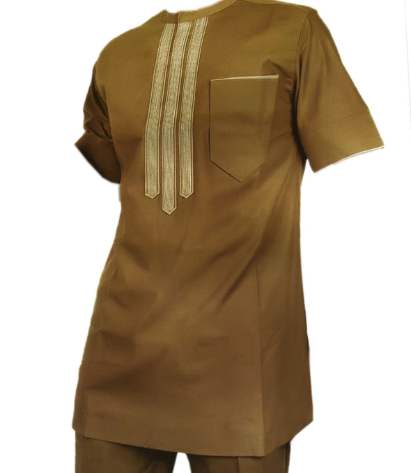 3 Stripes Brown Kaftan Short Sleeves