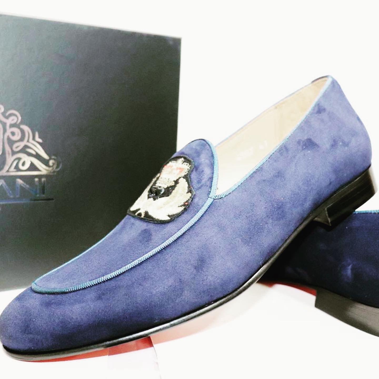 Blue Diamond Suede Loafers