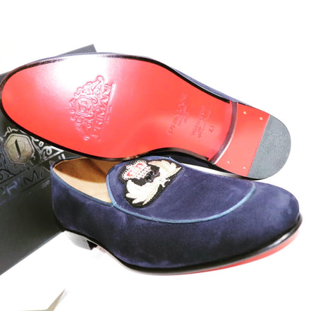 Blue Diamond Suede Loafers