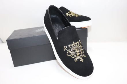 Winston Black Embroidered Suede Sneakers