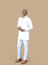 Men's Luxury White African Gold Trim Kaftan Set