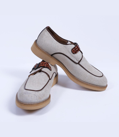 Primani Men Monk Strap Khaki Canvas Loafers