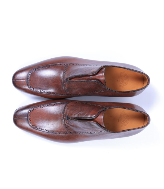 Primani Pointed Toe Brown Leather Slip-On Loafers