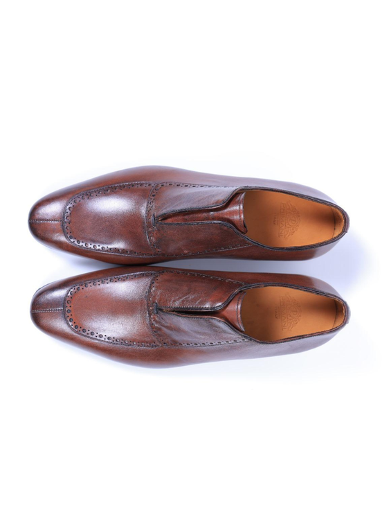 Primani Pointed Toe Brown Leather Slip-On Loafers