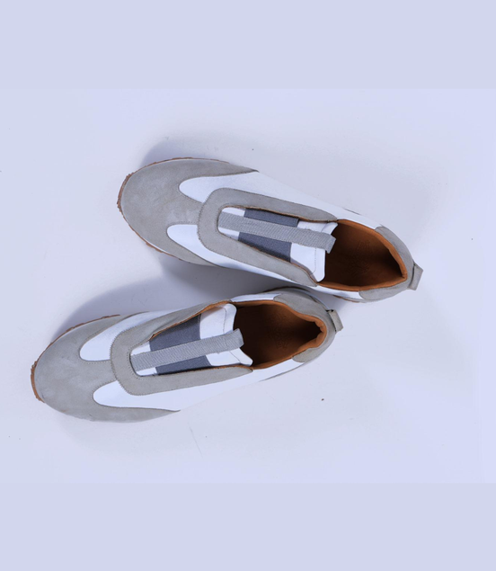Primani Suede & Leather Monili Trim Laceless On Sneaker