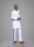 Men's White Kaftan Set with Stripe Detail