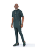 African Men's Dark Green Short Sleeve Kaftan Set