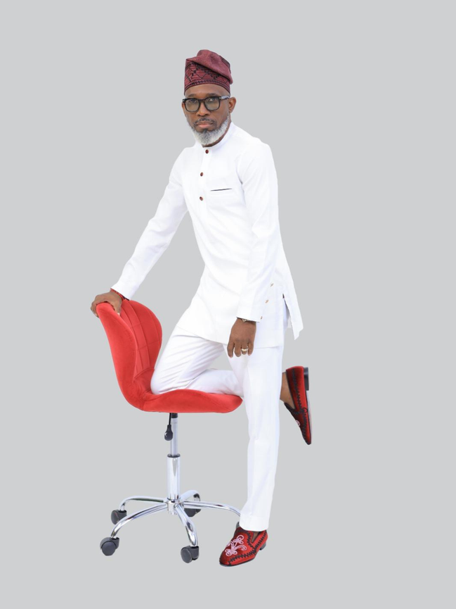 Men's White African Senator Suit 2-Piece Set