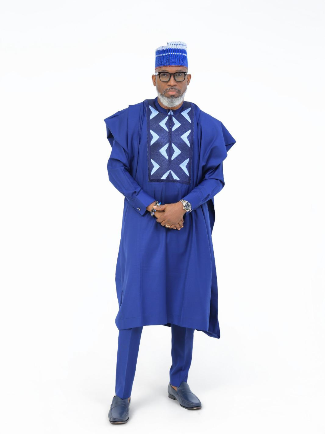 Men’s Royal Blue African Agbada 3-Piece Set