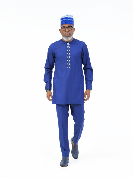 Men’s Royal Blue African Embroidered Dashiki Kaftan