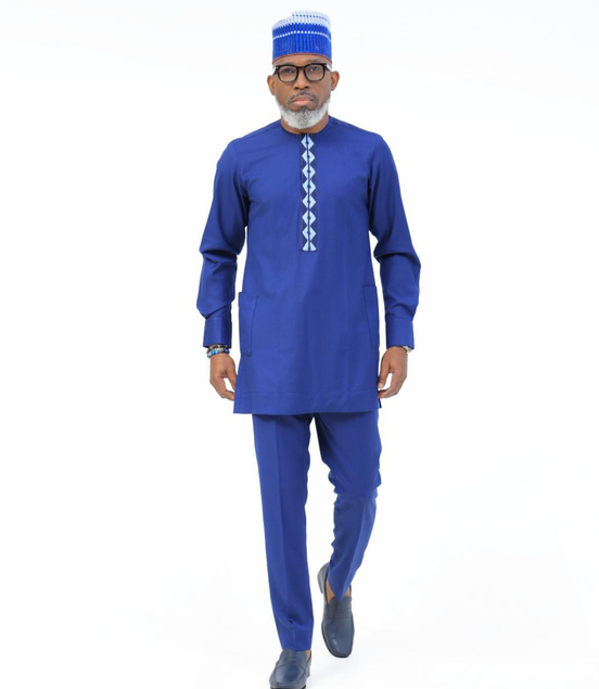 Men’s Royal Blue African Embroidered Dashiki Kaftan