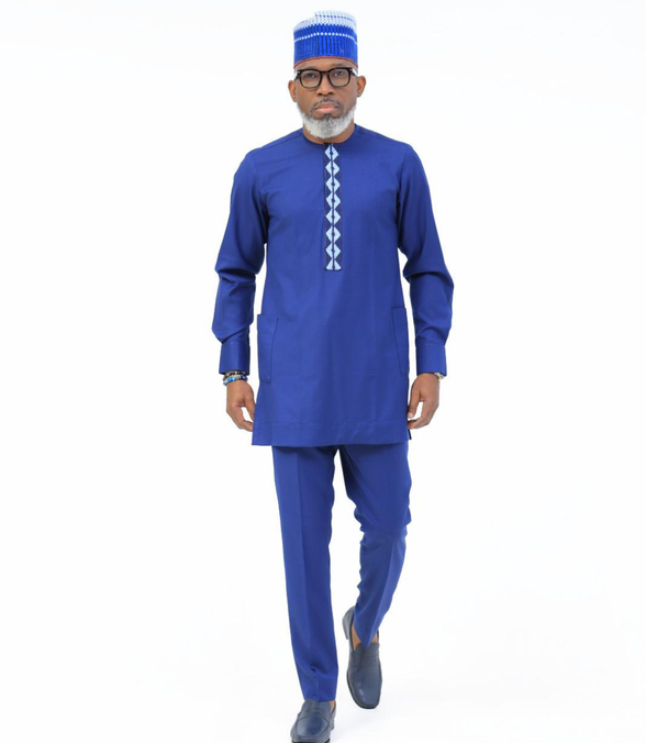 Men’s Royal Blue African Embroidered Dashiki Kaftan