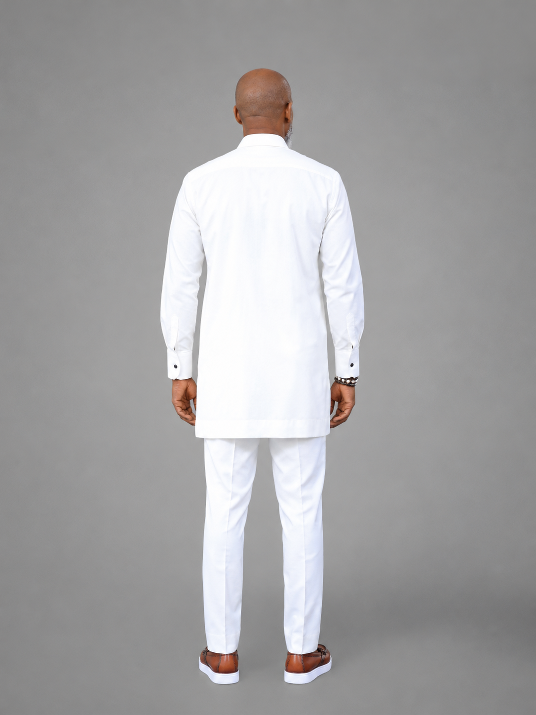 Classic Off White African Men's Kaftan Suit