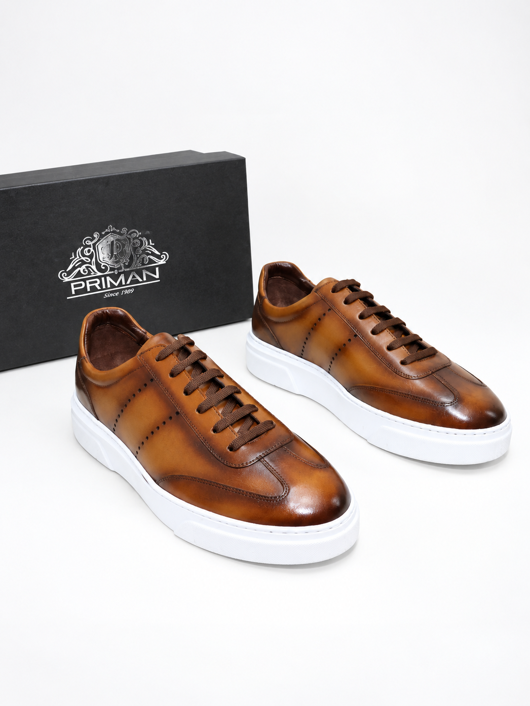 Leather Lace-Up Sneakers