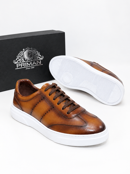 Leather Lace-Up Sneakers