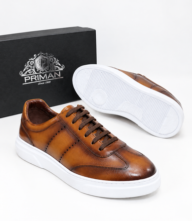 Leather Lace-Up Sneakers