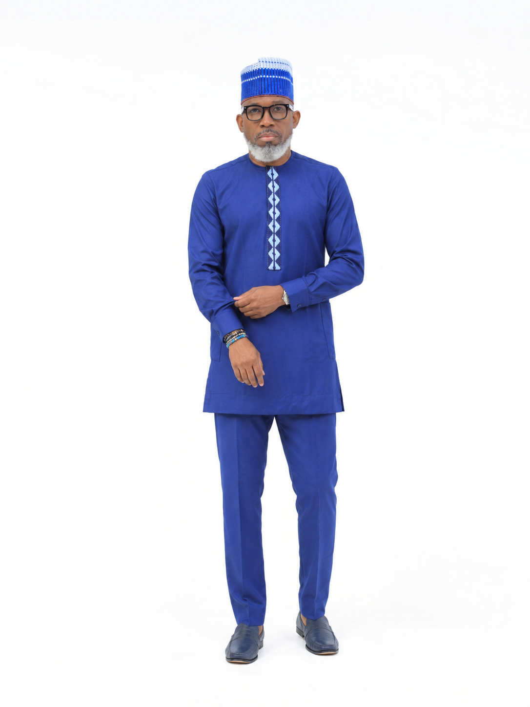 Men’s Royal Blue African Embroidered Dashiki Kaftan