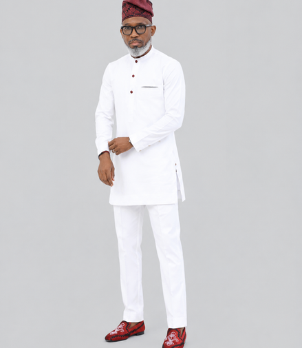 Men's White African Senator Suit 2-Piece Set