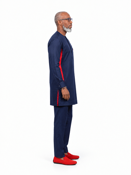 Tailored Navy Blue African Kaftan Set