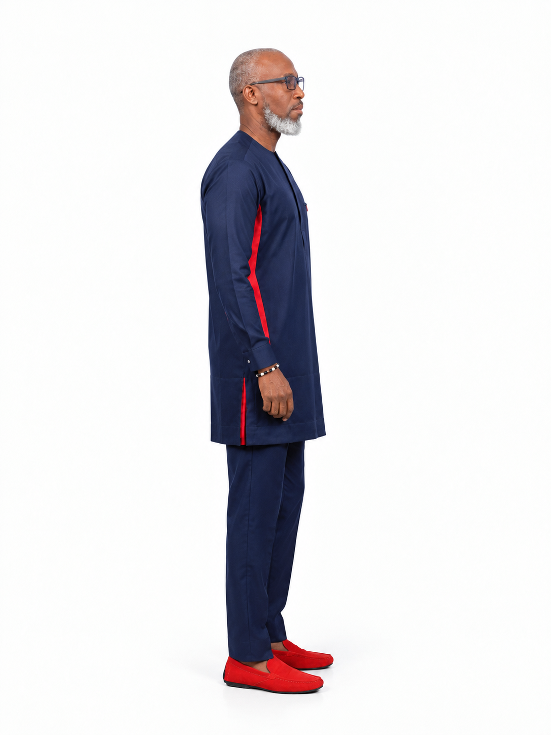 Tailored Navy Blue African Kaftan Set