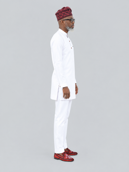 Men's White African Senator Suit 2-Piece Set