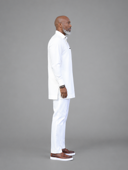 Classic Off White African Men's Kaftan Suit