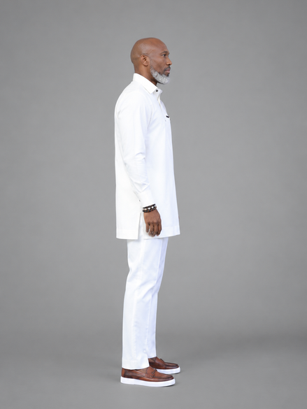 Classic Off White African Men's Kaftan Suit