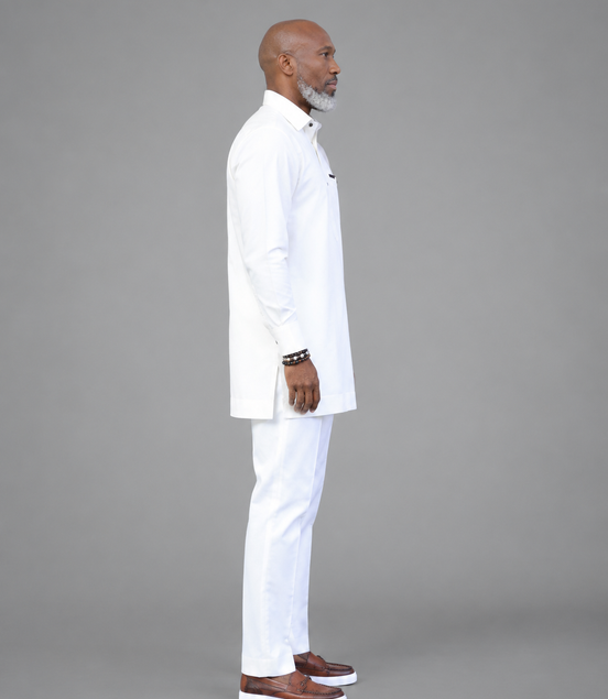 Classic Off White African Men's Kaftan Suit