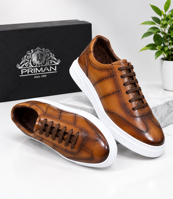 Leather Lace-Up Sneakers