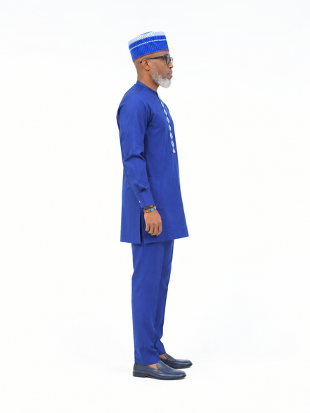 Men’s Royal Blue African Embroidered Dashiki Kaftan