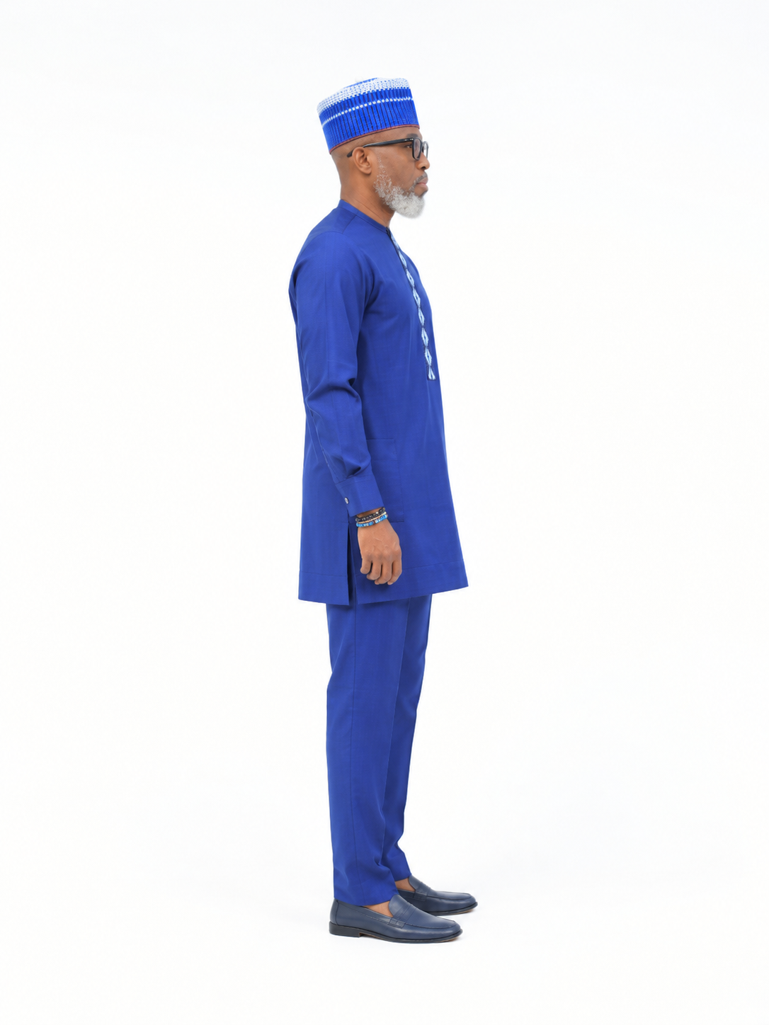 Men’s Royal Blue African Embroidered Dashiki Kaftan
