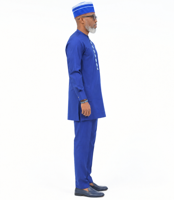 Men’s Royal Blue African Embroidered Dashiki Kaftan