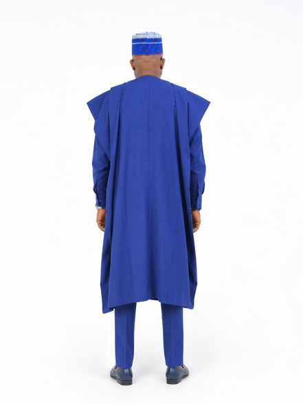 Men’s Royal Blue African Agbada 3-Piece Set