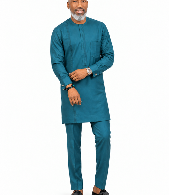 Modern Teal African Kaftan Set
