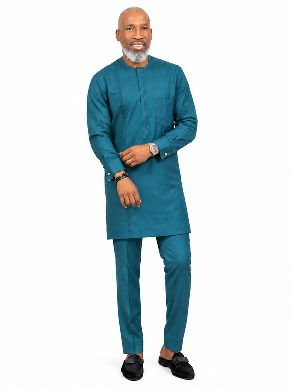 Modern Teal African Kaftan Set