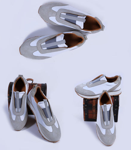 Primani Suede & Leather Monili Trim Laceless On Sneaker
