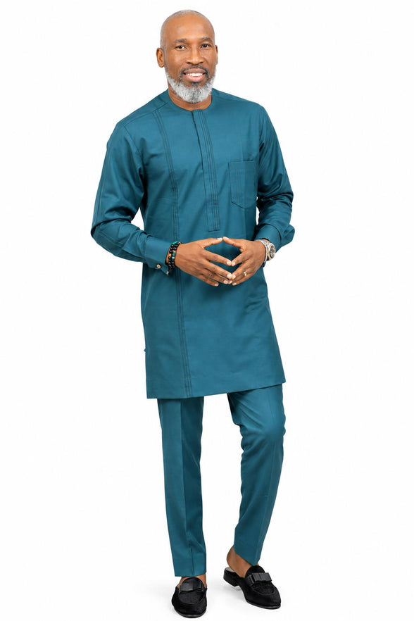 Modern Teal African Kaftan Set