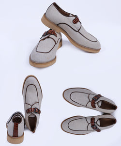 Primani Men Monk Strap Khaki Canvas Loafers