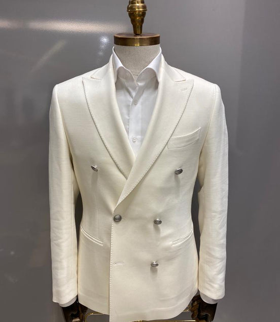 White Fly-Boy Double Breasted Blazer