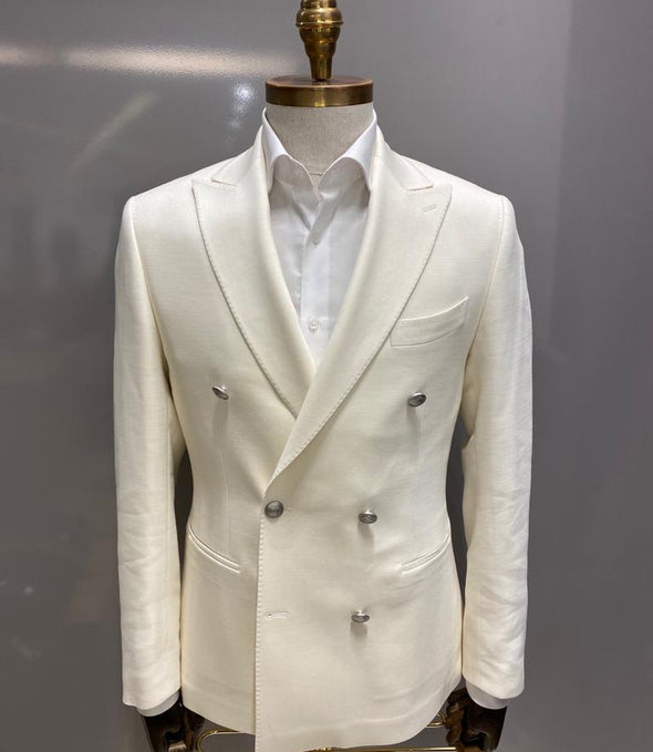 White Fly-Boy Double Breasted Blazer