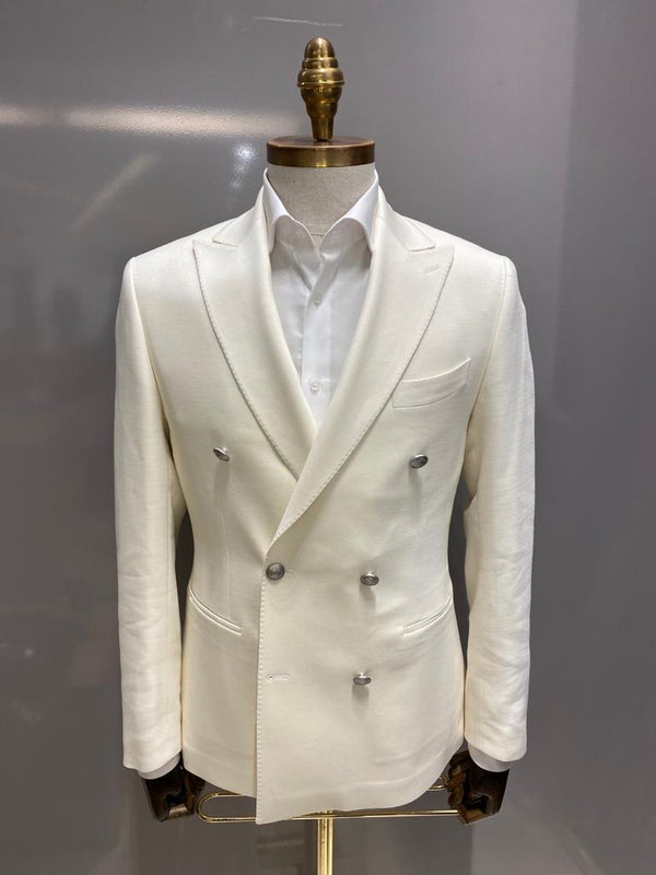 White Fly-Boy Double Breasted Blazer