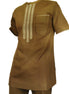 3 Stripes Brown Kaftan Short Sleeves