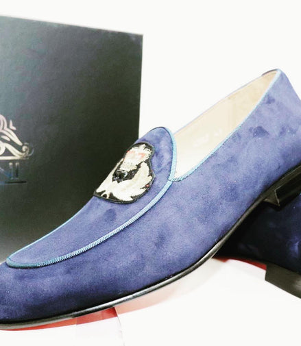 Blue Diamond Suede Loafers