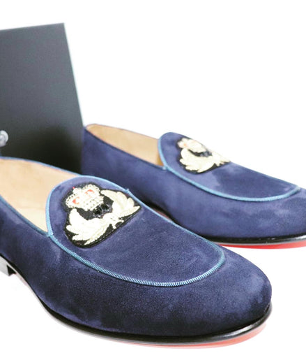Blue Diamond Suede Loafers