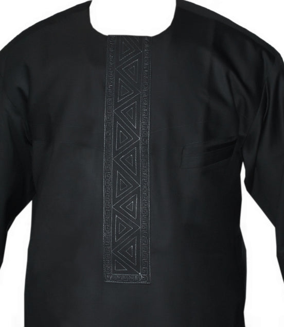 Black Ceremonial Abstract Machine Embroidery