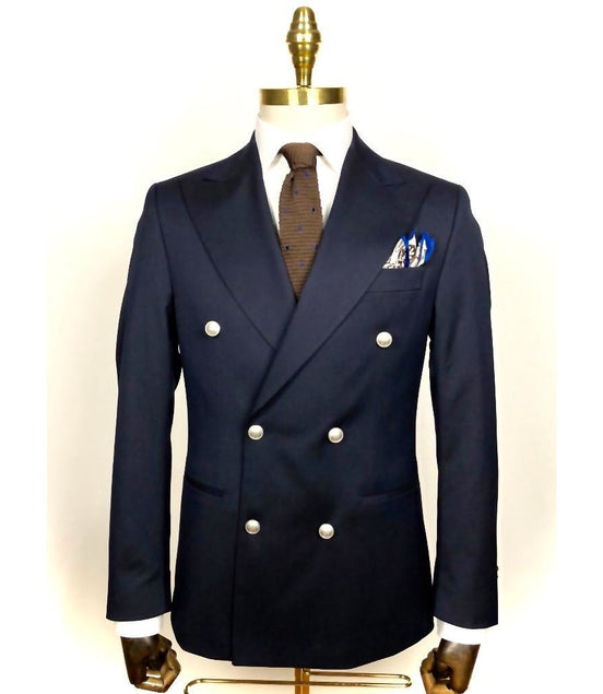 Black wool double breasted blazer