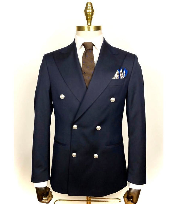 Black wool double breasted blazer