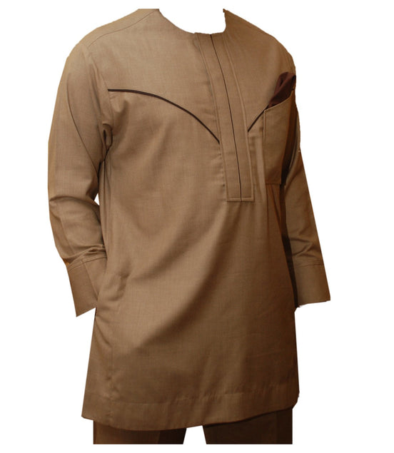 African Brown Senatorial Kaftan