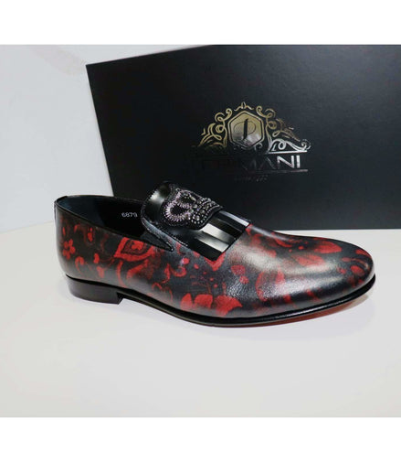 Red Petals Hand Painted Loafers